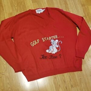 Vintage novelty golf vee neck sweater sz large